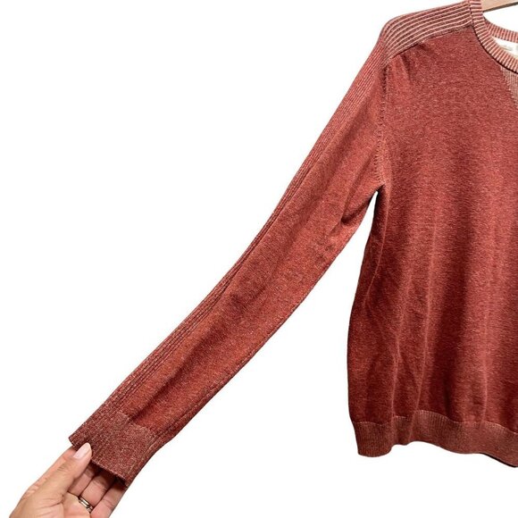 Manguun Mens Copper Brown Crew Neck Slim fit Pullover Sweater Size Medium - Picture 3 of 11